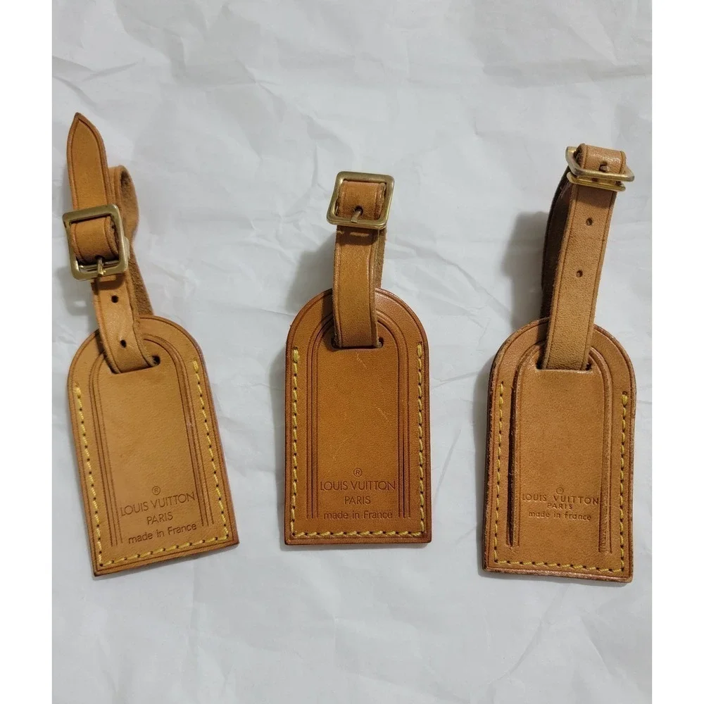 Louis Vuitton Vachetta Leather Luggage Tags Set of 3  Made in France Tan color‎